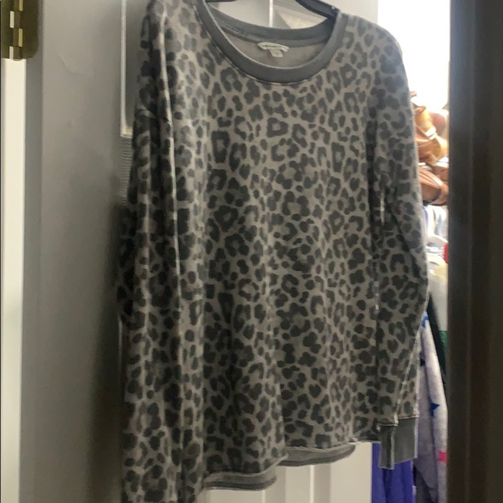 Grey leopard print sweatshirt